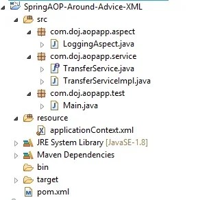 Spring AOP Around Advice Example using XML Config