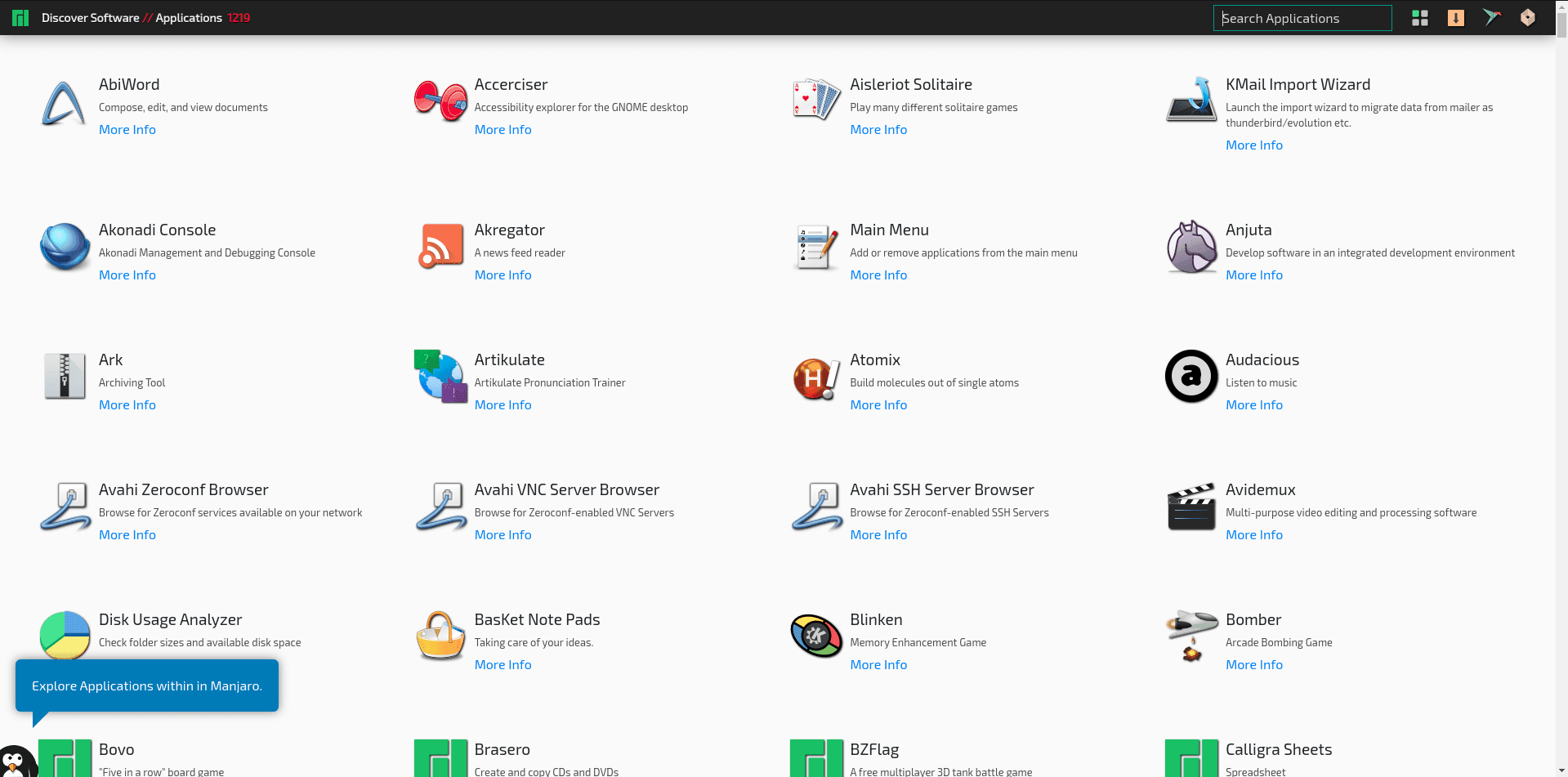 manjaro-application-discovery-applications-page