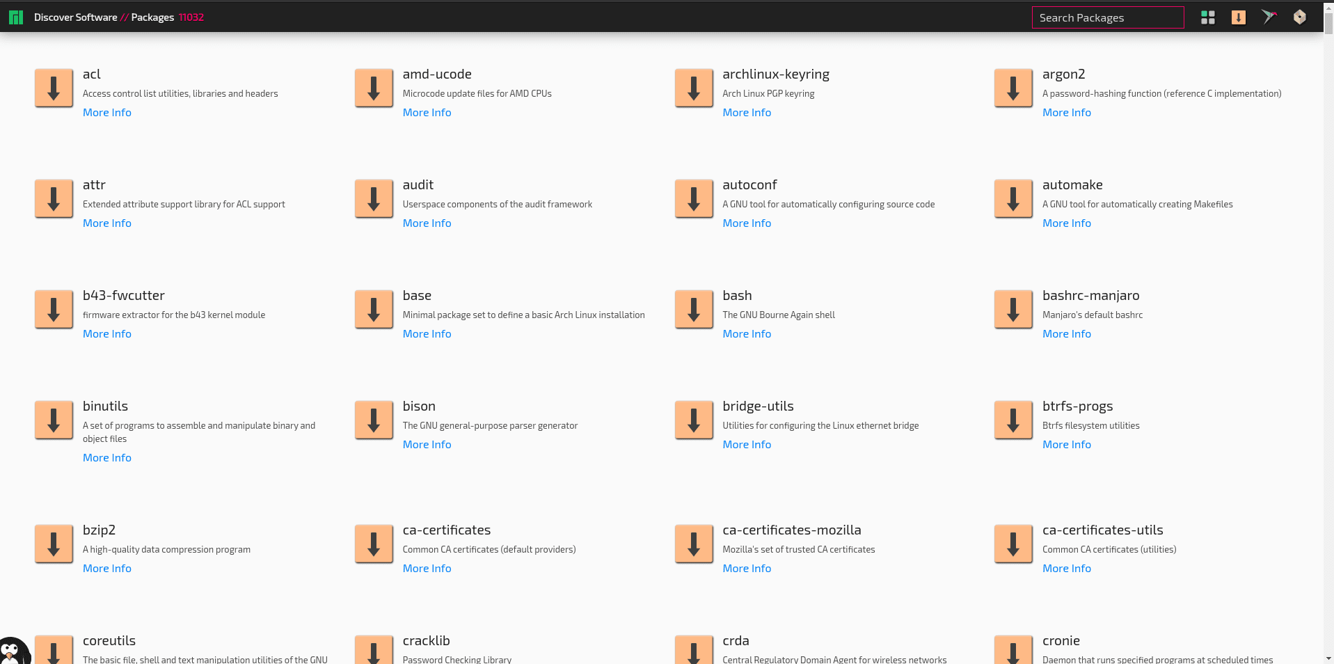 manjaro-application-discovery-packages-page