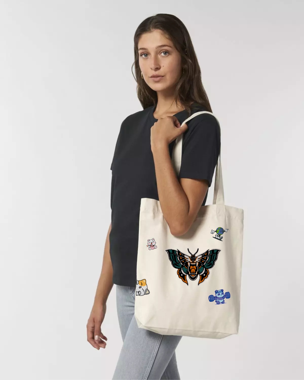 Tote bag coton recyclé broderie personnalisée – couleur Natural – écoresponsable