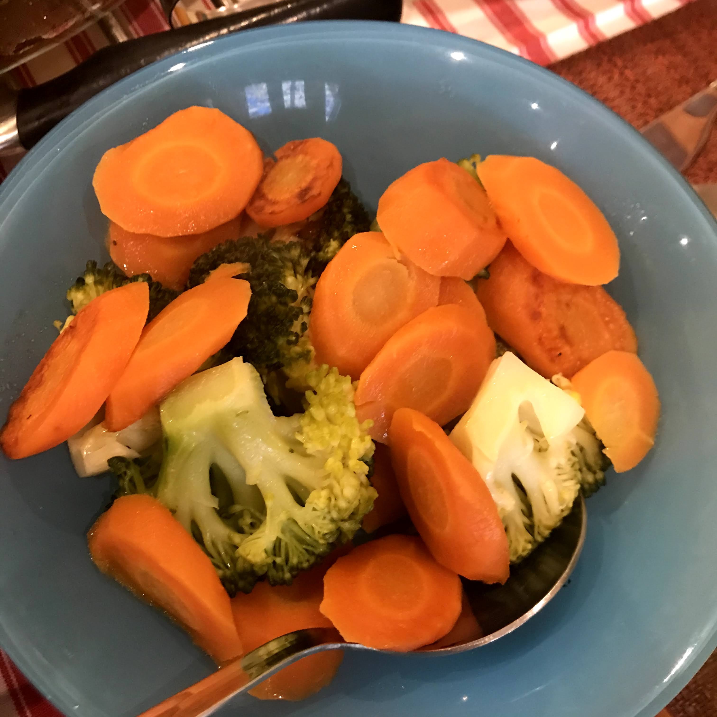 Steam carrot and broccoli
