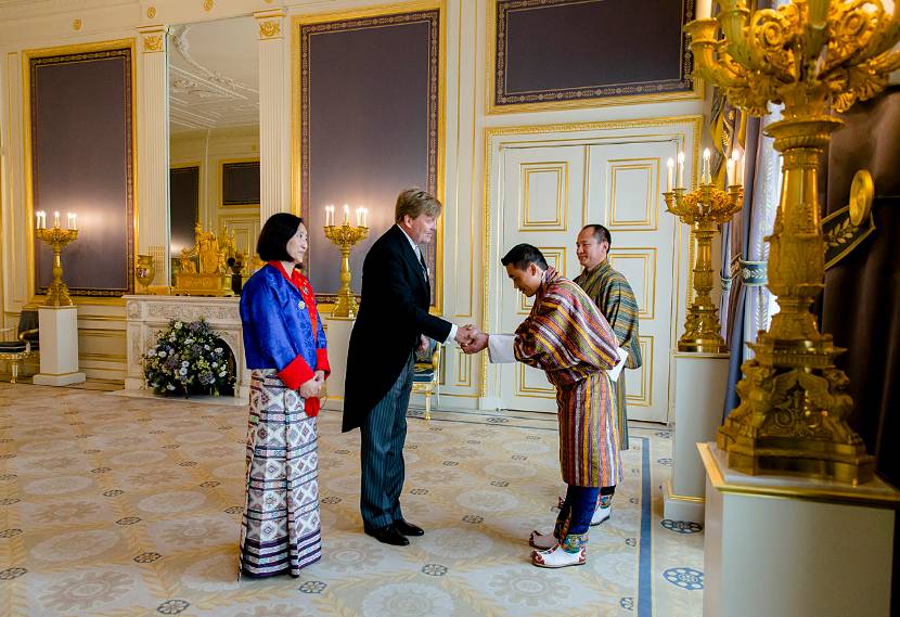 Ambassador Pema Choden and her staff greeting King Willem-Alexander of the Netherlands - Picture by ANP, Bart Maat.