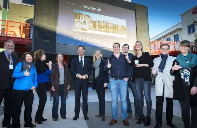 Royal Dutch Ambassador to the US, Henne Schuwer, PM Mark Rutte and Netherlands employees at Facebook.