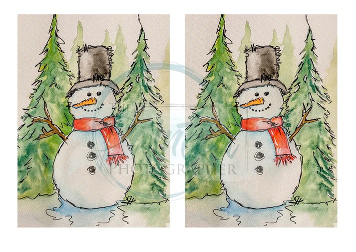 Jolly Snowman Watercolor 5 x 7