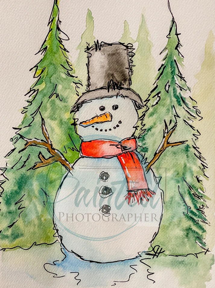 Jolly Snowman Watercolor