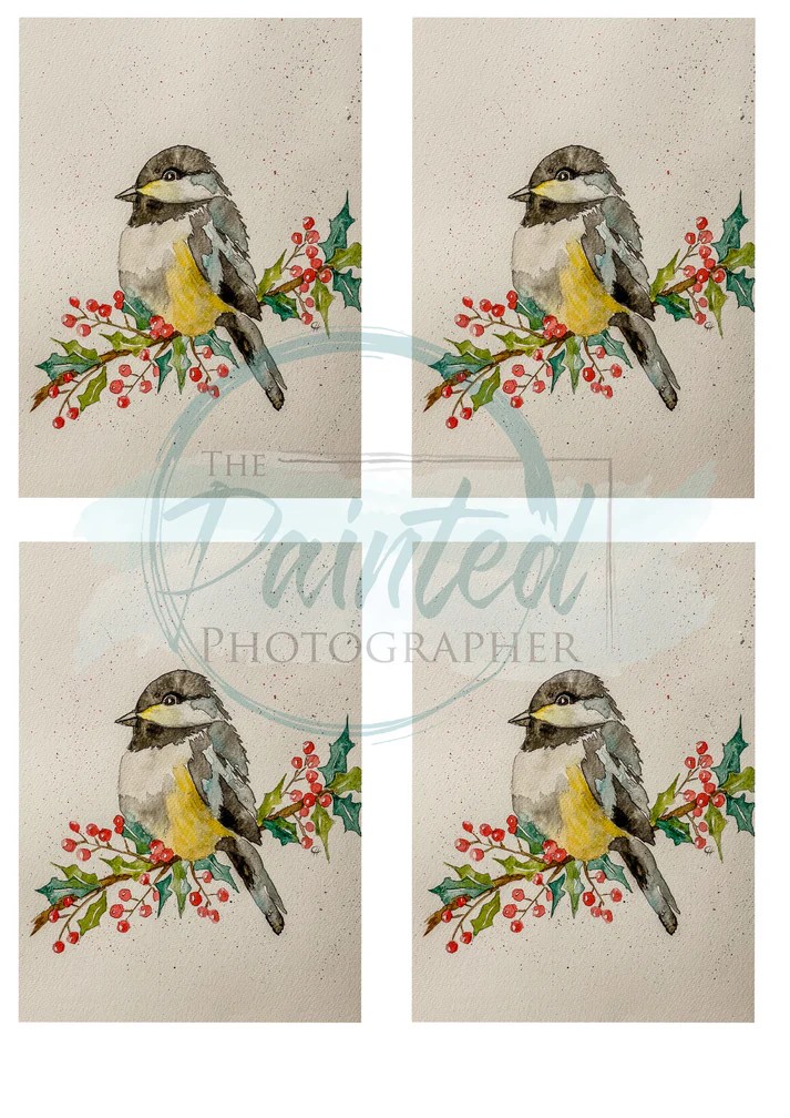 Merry Tweet Mis Watercolor 3.5 x 5