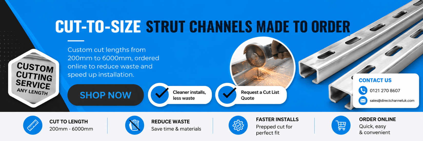 Cut-to-length strut channel from Direct Channel