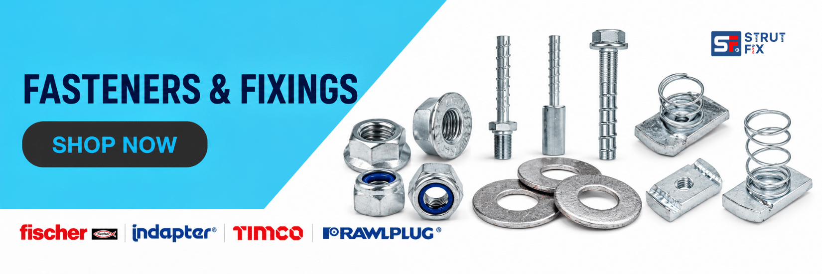 Fasteners and fixings for strut channel and support systems