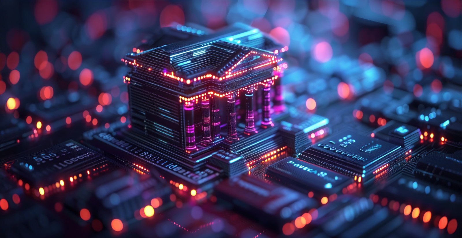 bank symbols digital technology icons