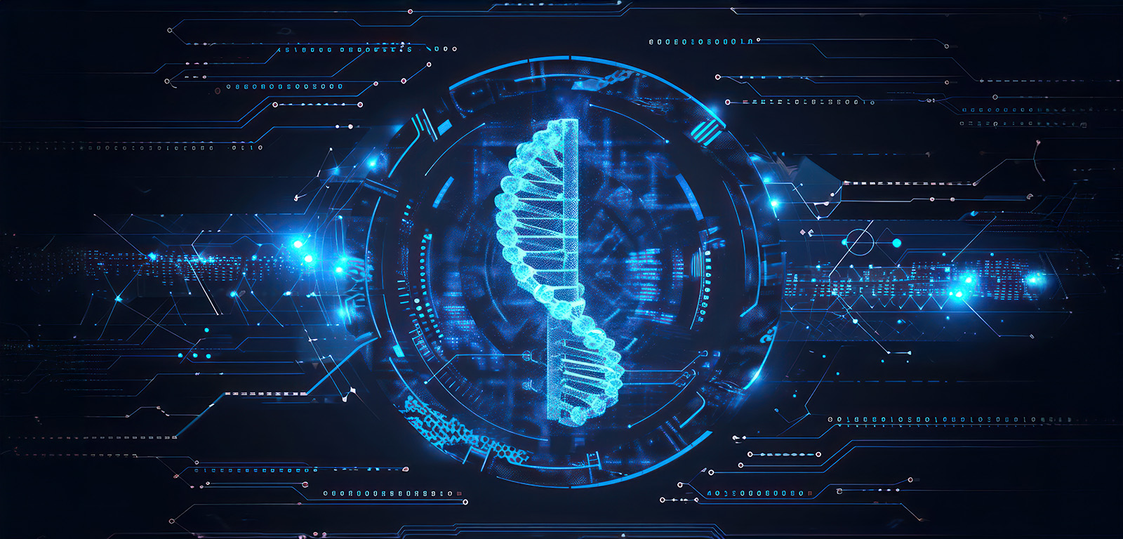 conceptual image of a genetic cyber shield, integrating elements of biometric security, encryption, and futuristic technology