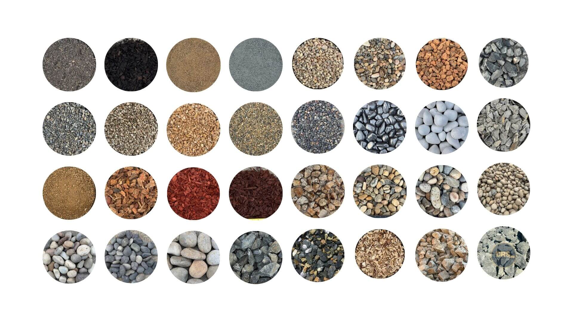 Selection of aggregate and landscaping materials including gravel, pebbles, stones, and boulders featured by Direct Rock Source for outdoor projects.