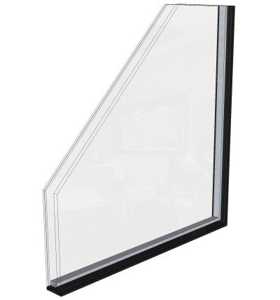 Steel Look Window with Black Frame for contemporary doors and bifolds.