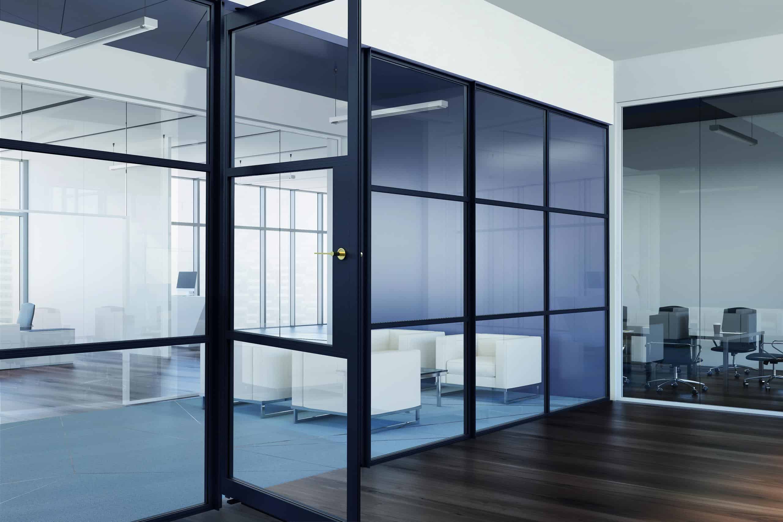 AluSpace internal screening system for modern office spaces.