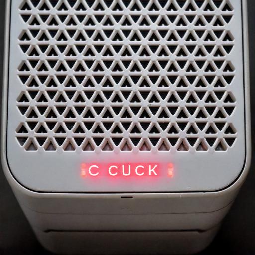 Firefly cable modem with a red light that reflects the internet is down and binary code around it wi