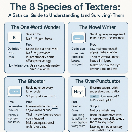 The 8 Species of Texters: A Satirical Guide to Understanding (and Surviving) Them