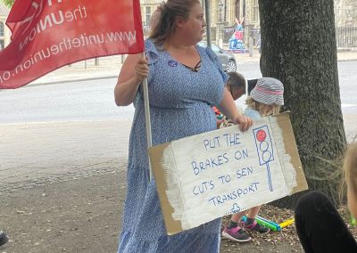 Cuts Cut Chances Protest - A Union Member Outside Council Offices