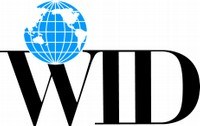 Logo for the World Institute on Disability: The letters 'WID' are capitalized and in black. Above the letter 'W' is an image of a globe.