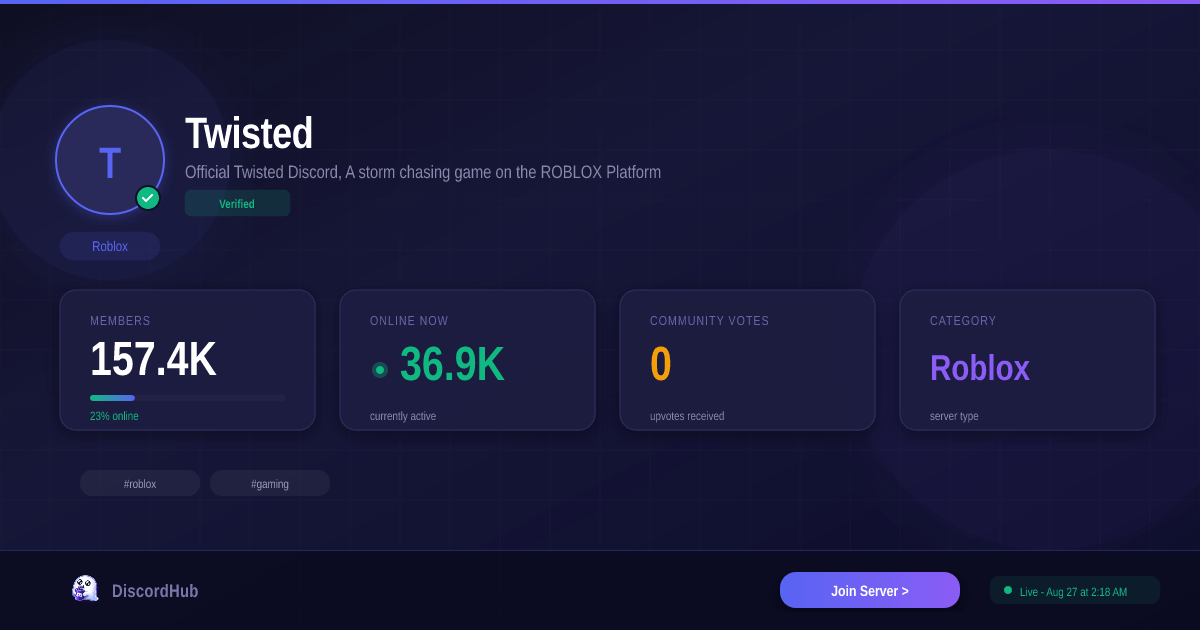 Twisted Discord Server 148K Members Join Roblox 2026 Twisted 