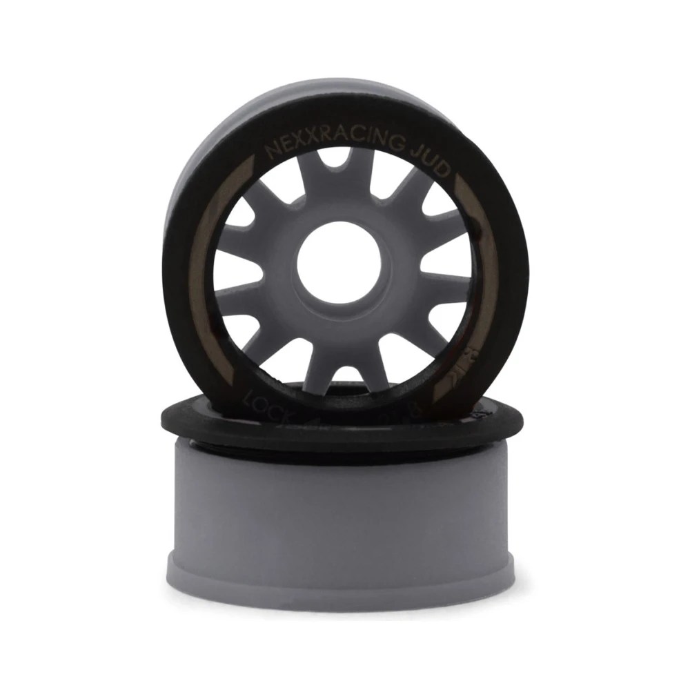 Nexx Racing Mini-Z Rwd "Jud" Evo Front Threaded Side-Wall Carbon Fiber Rims (-2mm Offset) (Grey) (2)