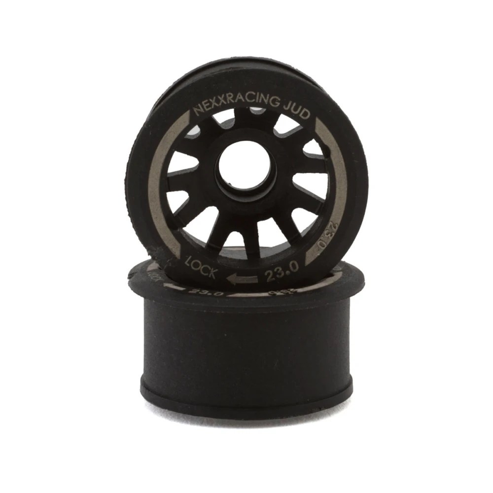 Nexx Racing Mini-Z RWD "JUD" EVO Rear Threaded Side-Wall Carbon-Fiber Rims (1mm Offset) (Black) (2pcs)