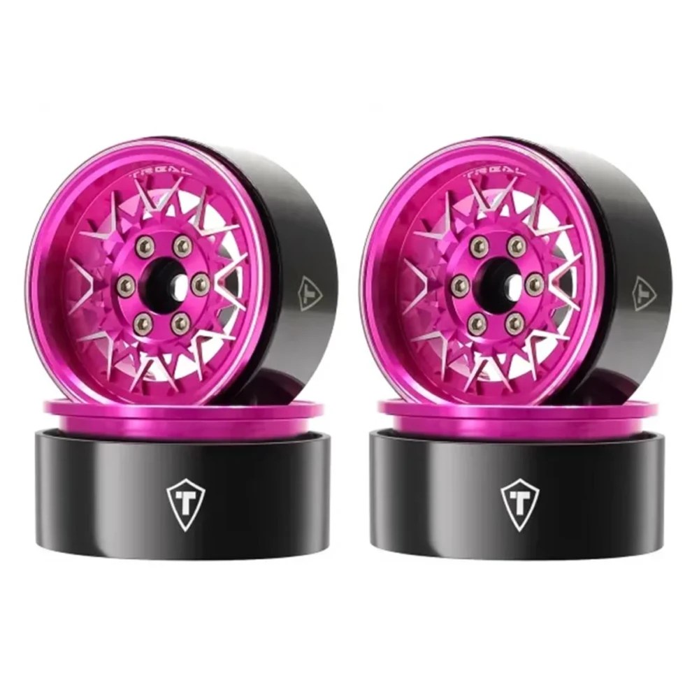 Treal Hobby Type V 1.9" V-Spoke Beadlock Wheels (Pink) (4pcs)