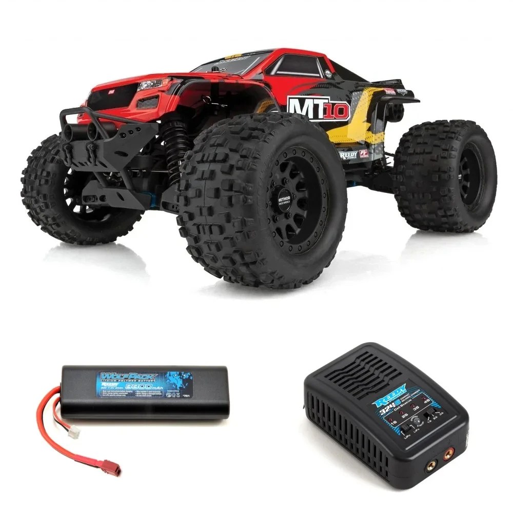 Team Associated RIVAL MT10 V2 1/10 Scale RTR Electric Brushless 4WD Monster Truck (Red) LiPo Combo