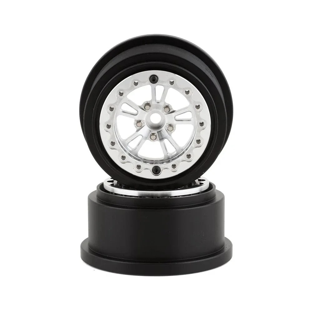 SSD RC V Spoke Lightweight Aluminum Drag Racing Beadlock Wheels (Silver) (2) (2.2/3.0") SSD00525