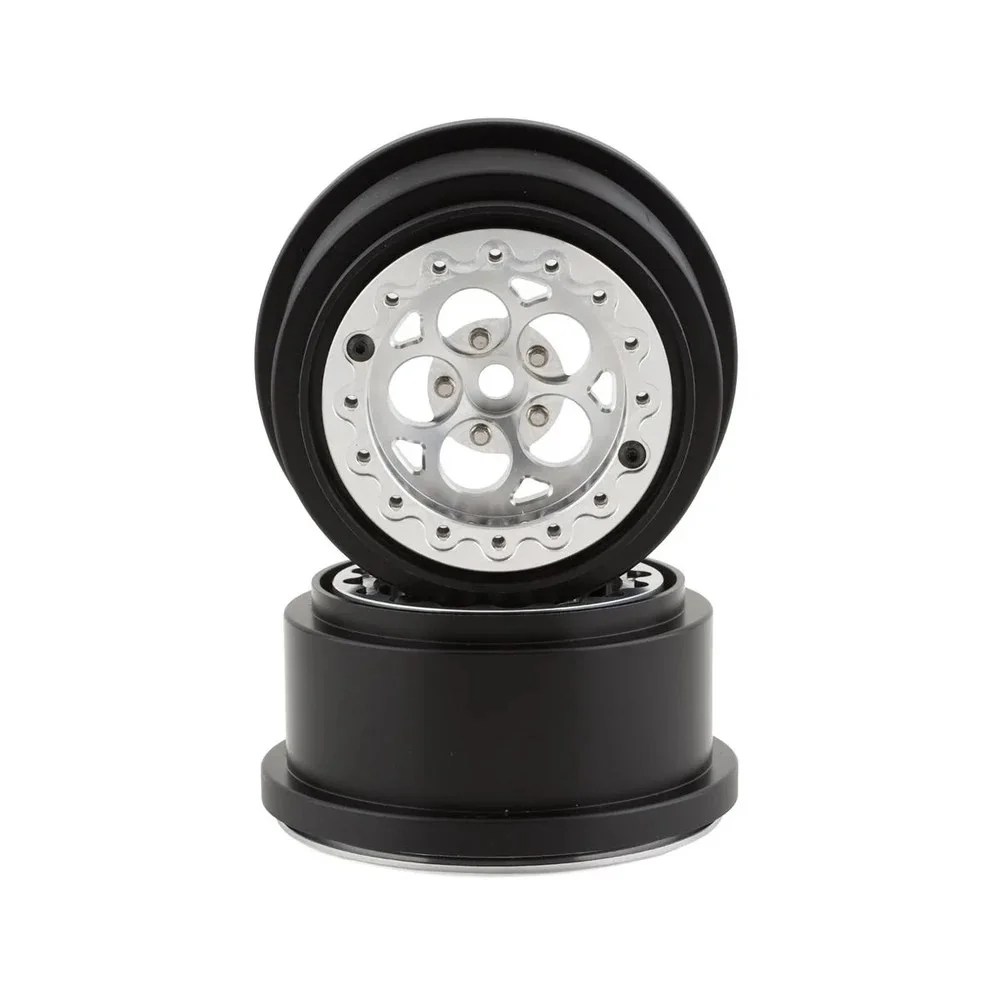 SSD RC 5 Hole Lightweight Aluminum Drag Racing Beadlock Wheels (Silver) (2) (2.2/3.0") SSD00527