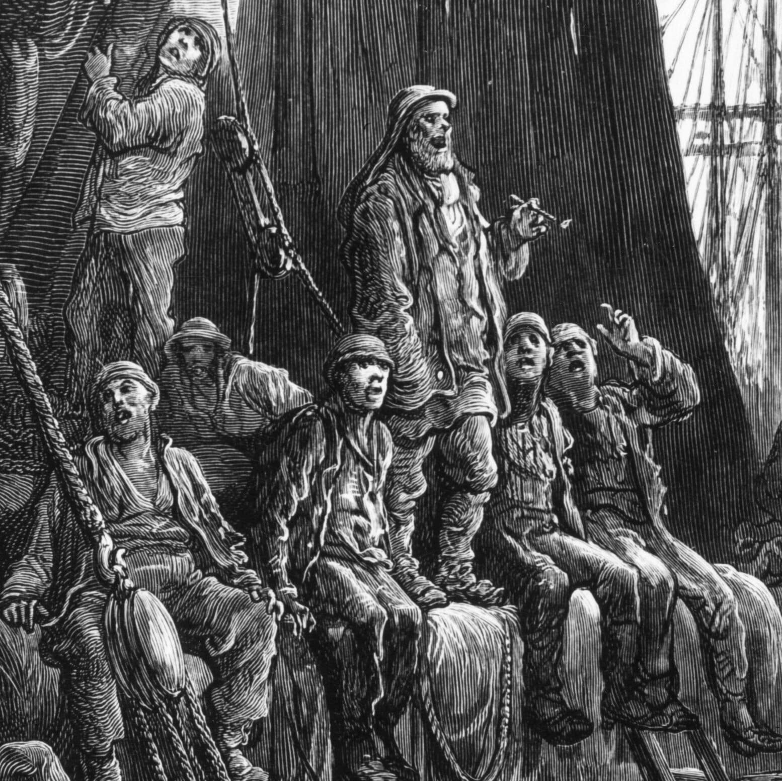 Historic image of sea shanty signing