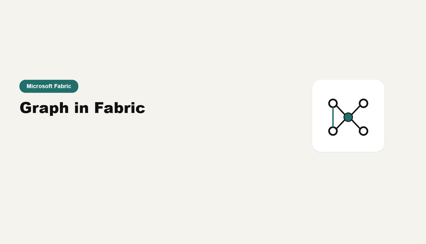 Flat icon of connected nodes forming a graph, representing Graph in Microsoft Fabric, next to a Microsoft Fabric category badge