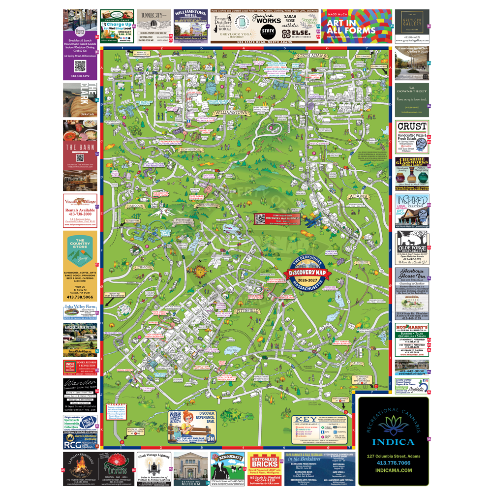 Berkshires MA Discovery Map North 2026.