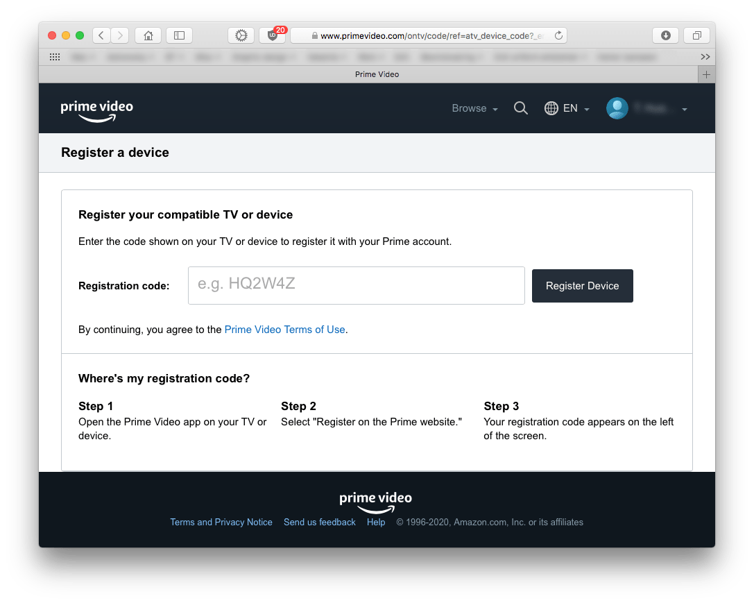 Sign in to your amazon account and enter your code . Signing Into Prime App On Appletv Apple Community