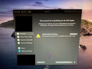 It won't let me sync anything which also includes . Mac Keeps Saying Update Apple Id Settings Apple Community