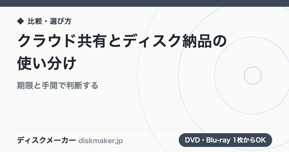 クラウド共有とディスク納品の使い分け｜期限と手間で判断する