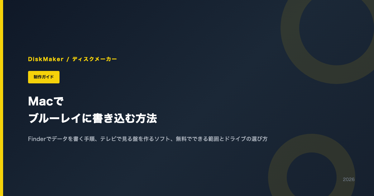 Macでブルーレイに書き込む方法。Finderでデータを書く手順、テレビで見る盤を作るソフト、無料でできる範囲