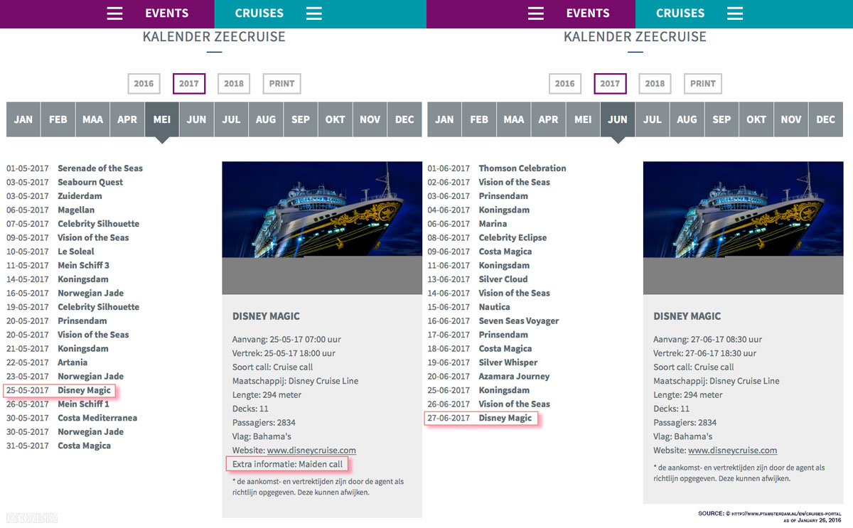 Disney Dream Schedule