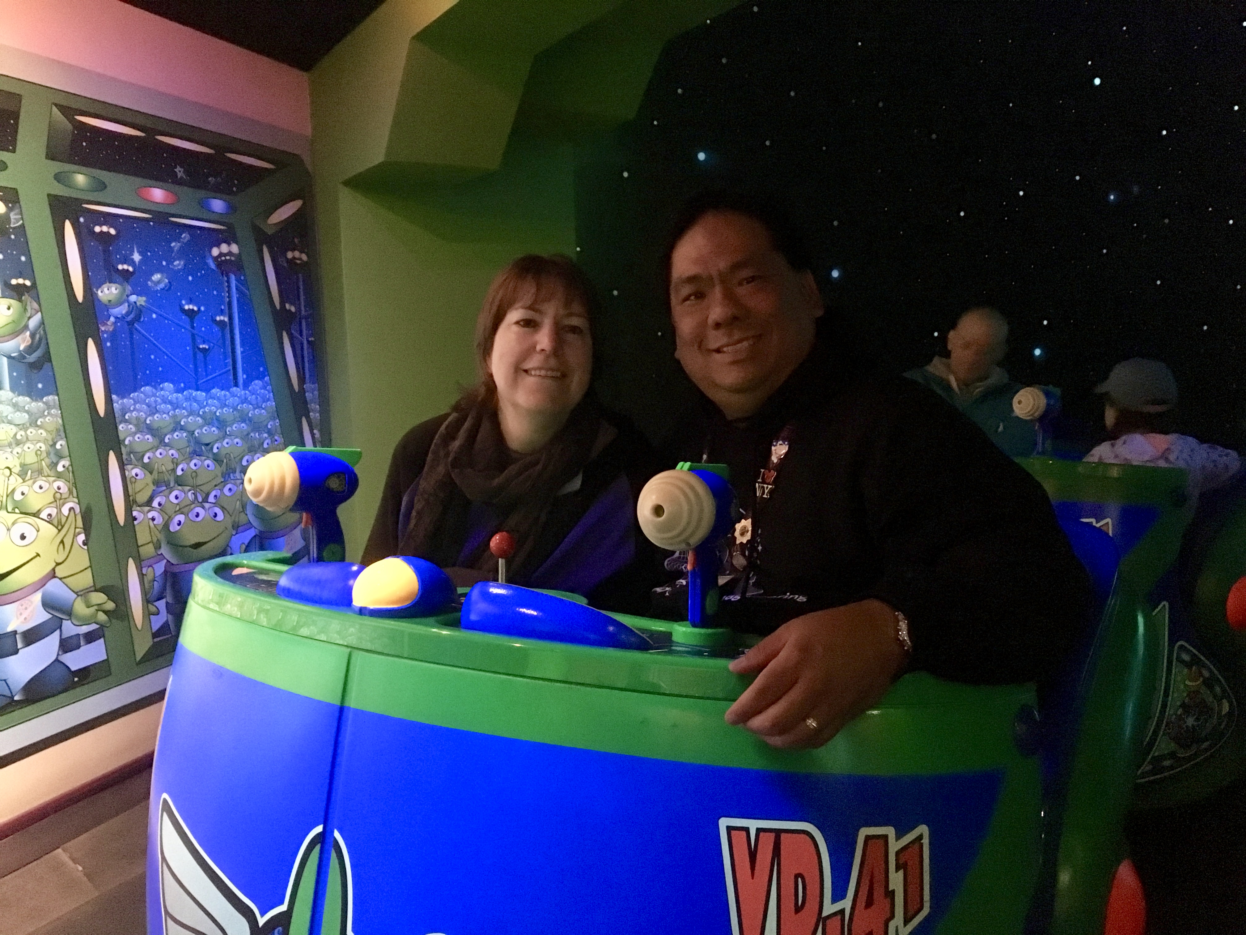 Cassie and I exiting from the ride in Paris