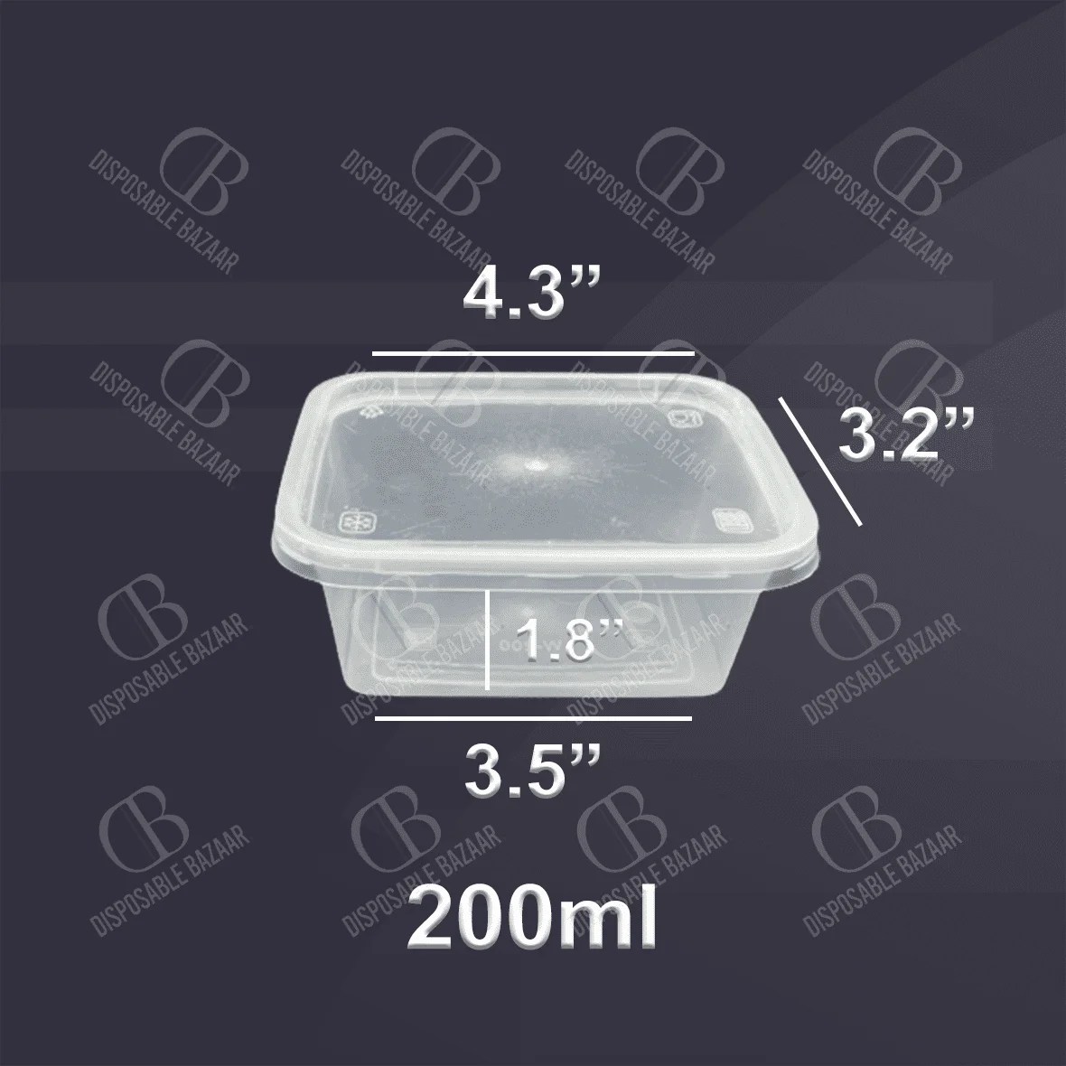 Plastic Container Transparent - 200ml
