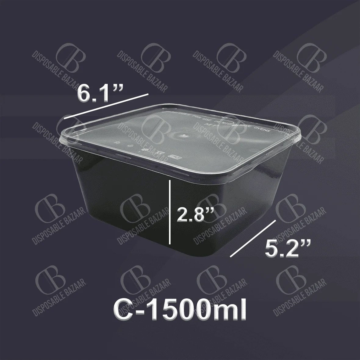 Plastic Container Black - C-1500ml