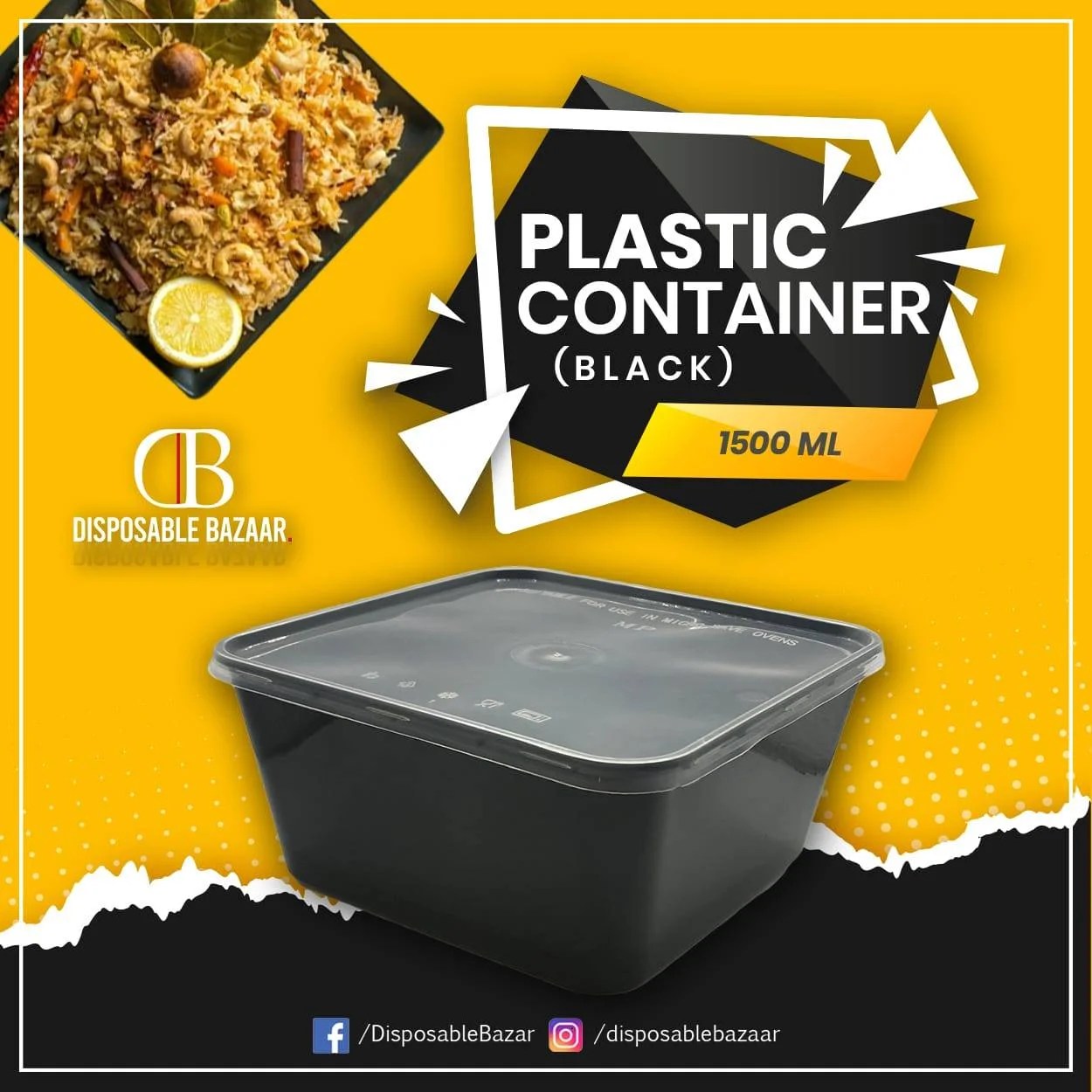 Plastic Container Black - C-1500ml