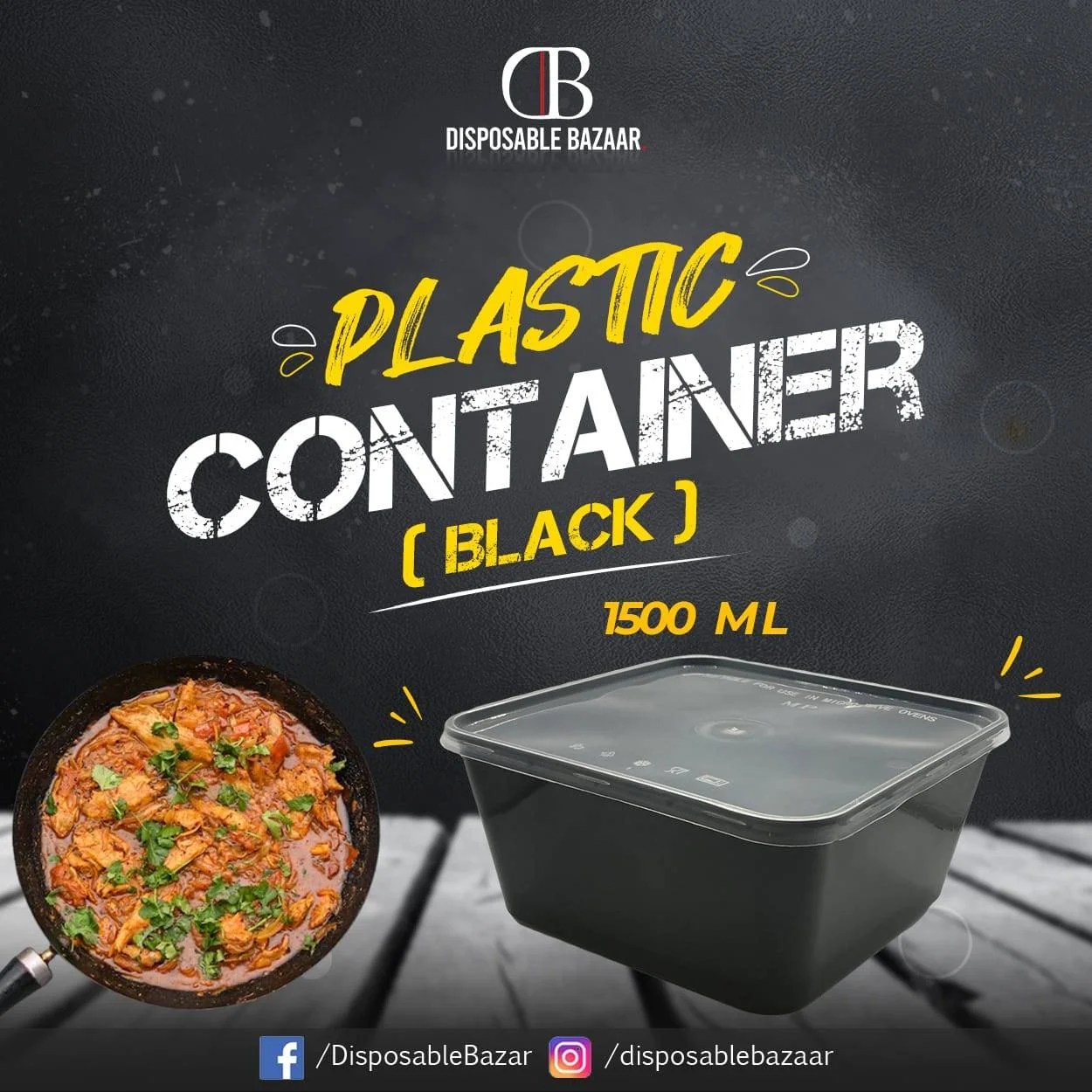 Plastic Container Black - C-1500ml