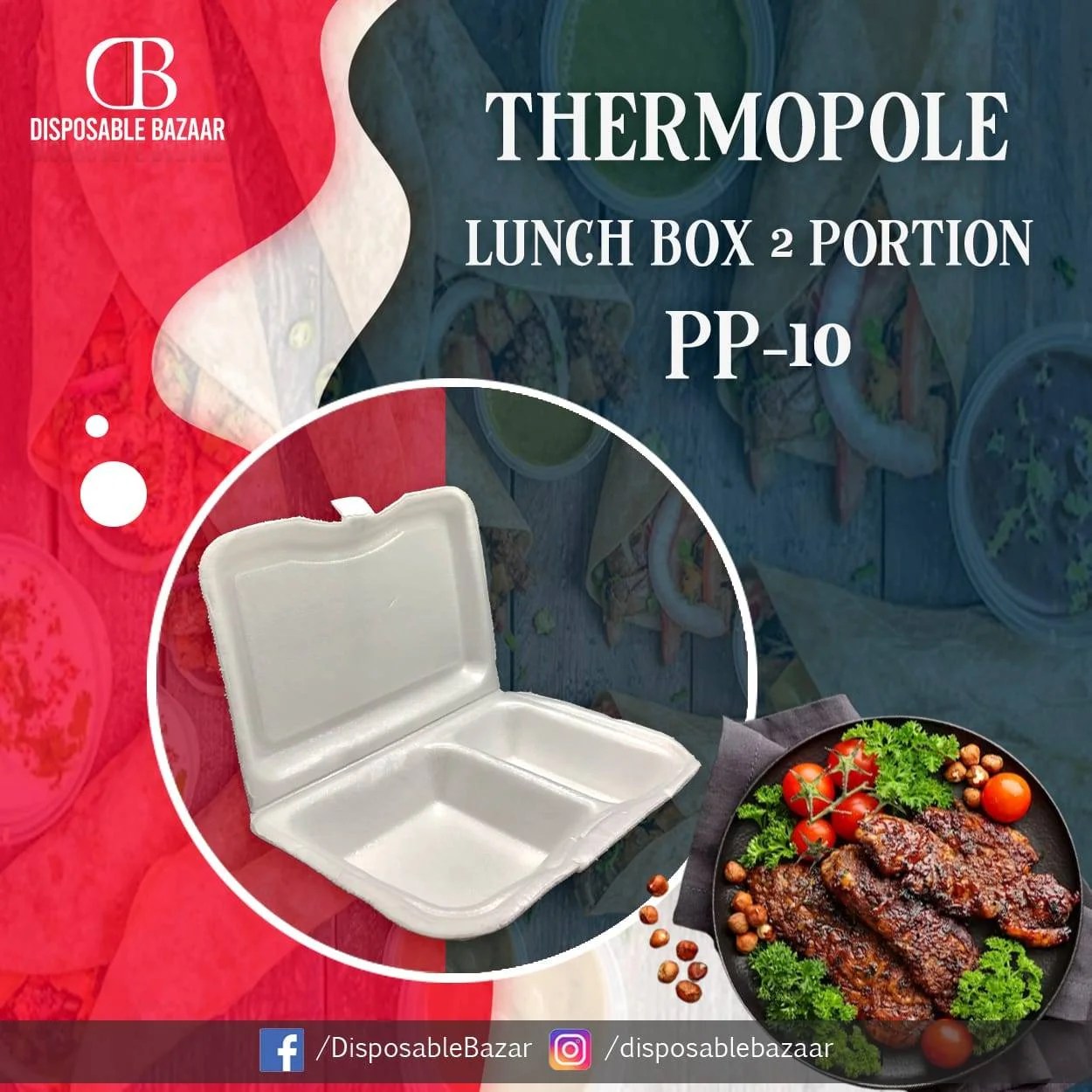 Styrofoam Lunch Box 2 Portion PP-10