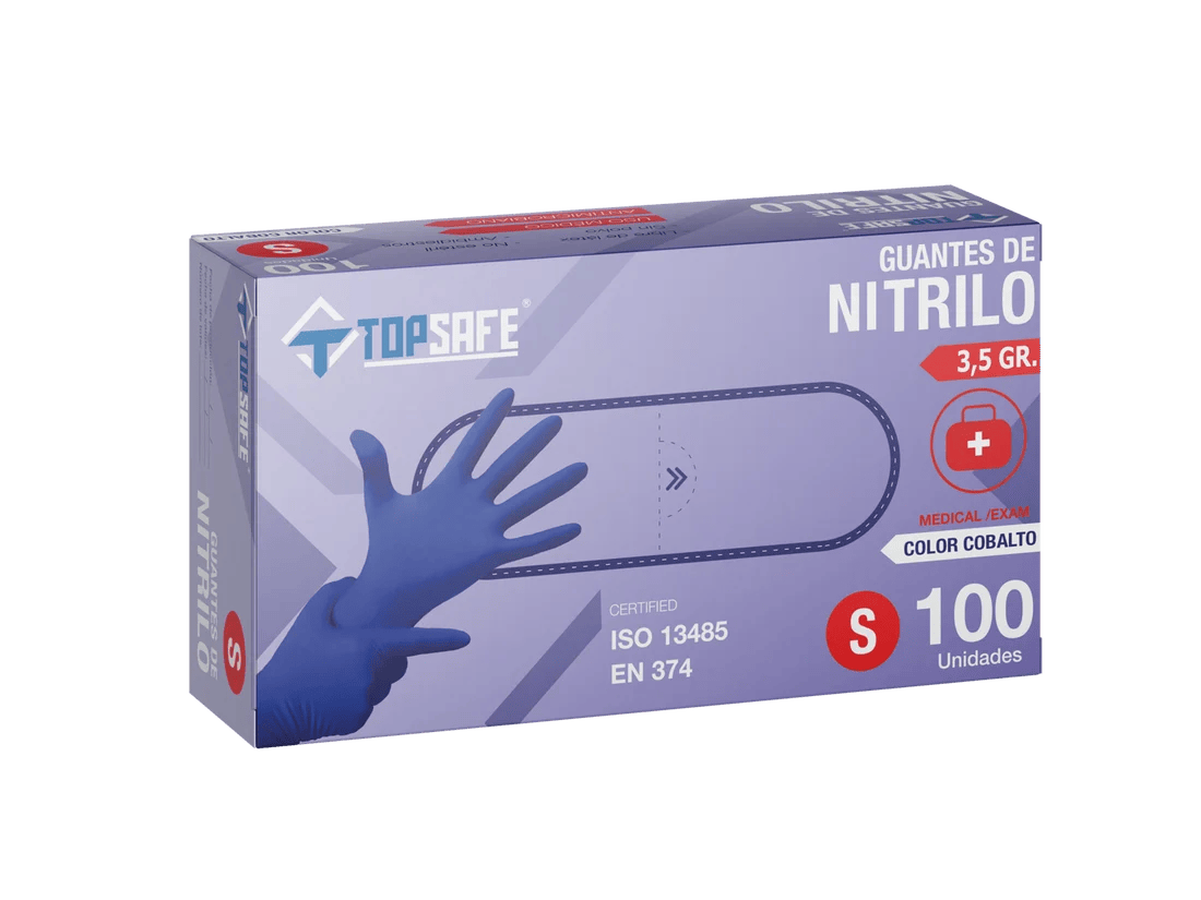 Guante de Nitrilo Cobalto 3.5gr TopSafe