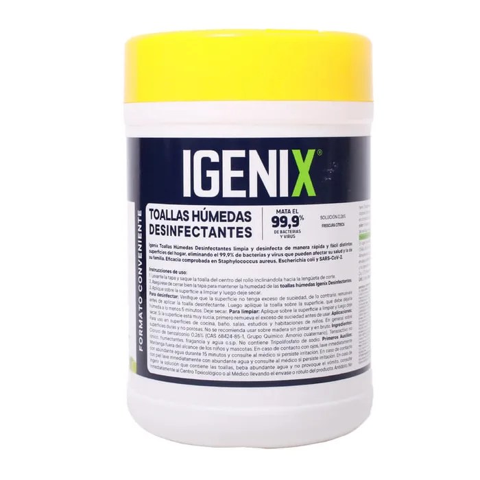 Toallas Húmedas Desinfectantes Igenix Frasco 105u