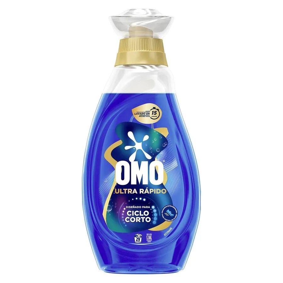 Detergente Líquido Omo Lavado Rápido Contra Malos Olores 1.18 L