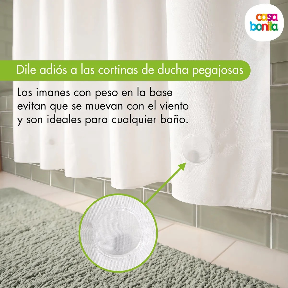 Forro Cortina Baño 178x180cm con Iman