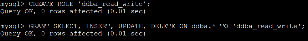 Read write role for application user