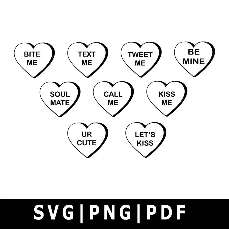 Download as svg vector, transparent png, eps or psd. Heart Bundle Svg Png Pdf Simple Hearts Svg Valentine Day Svg Candy Heart