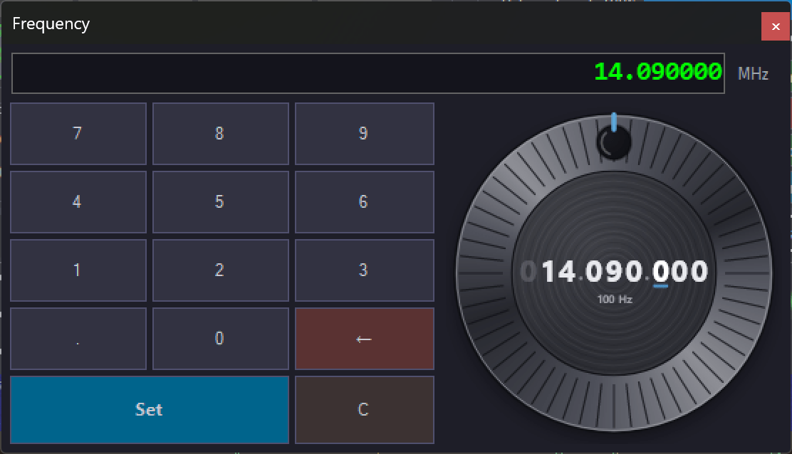 Frequency entry popup