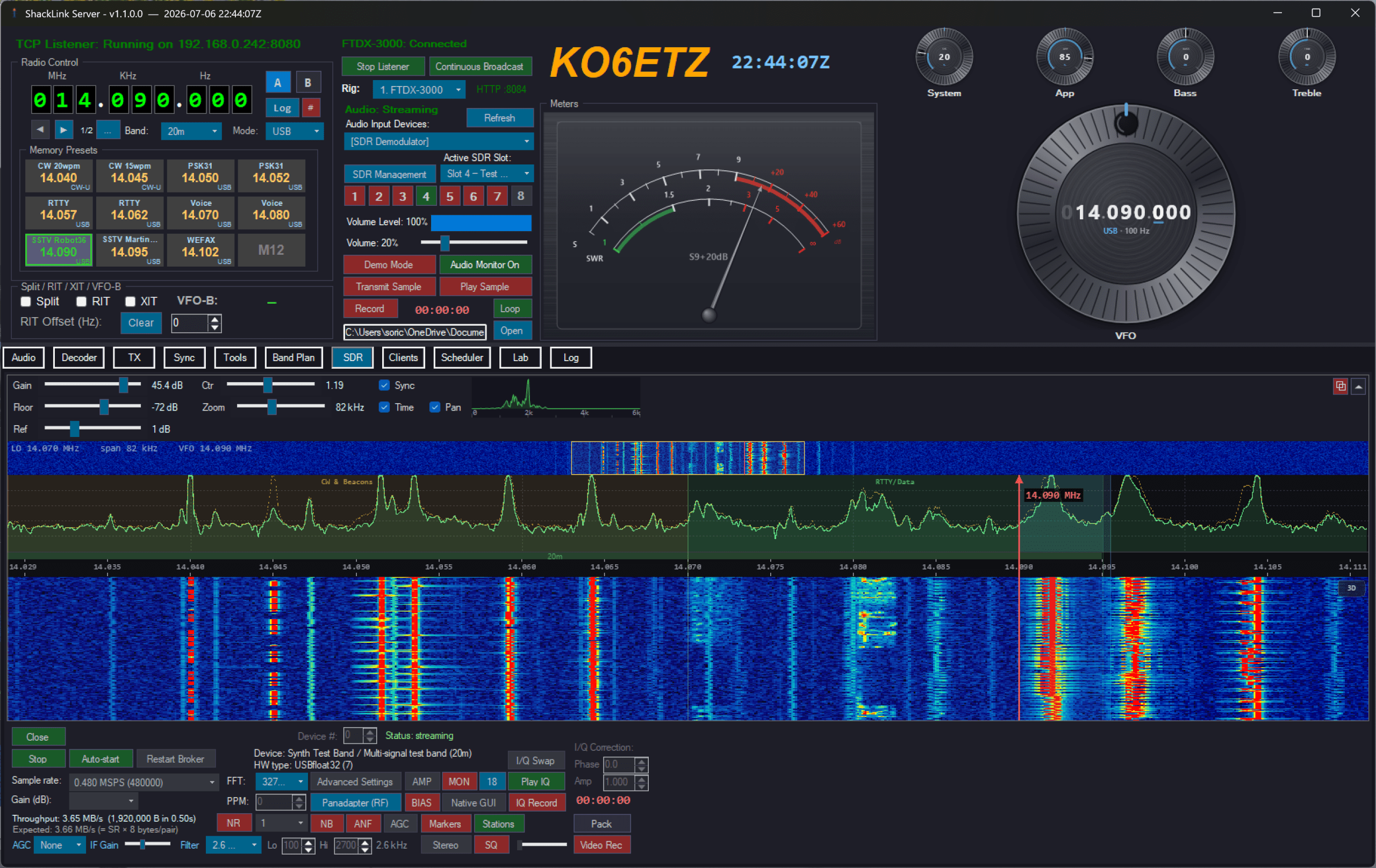 Dashboard panel in Knob mode